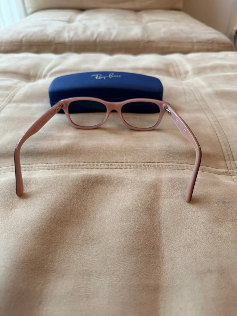 Ray-Ban Black Frames with Pink Interior and Blue Case little Girl Glasses frames